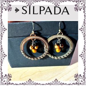 Silpada Sterling Silver .925 pearl/brass hoop earrings W1897 freshwater pearls